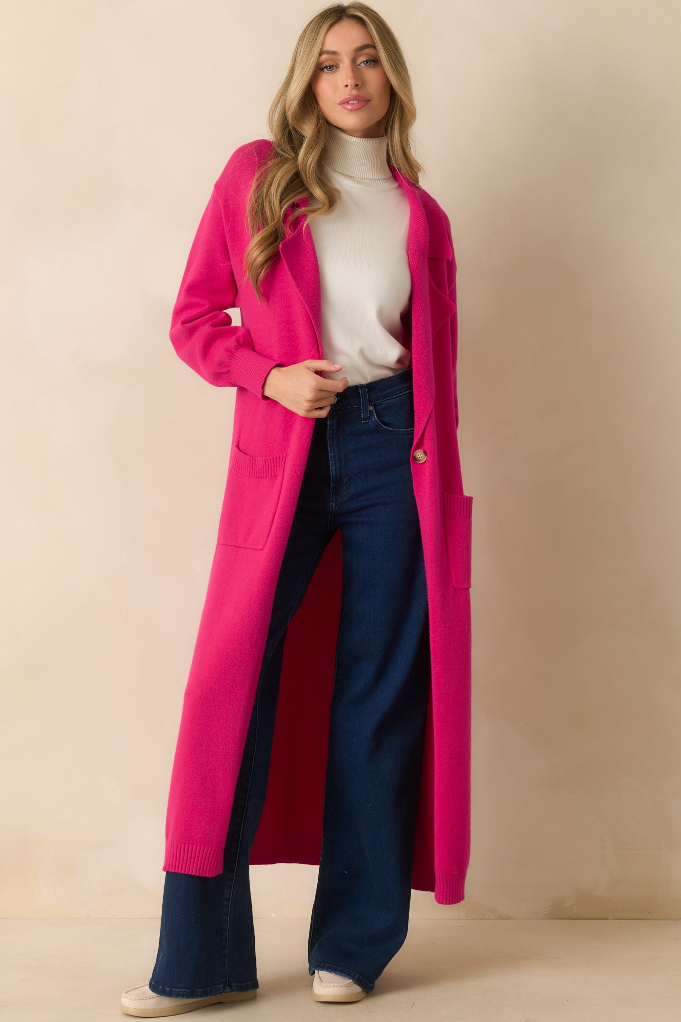 Shopping Around Hot Pink Longline Cardigan