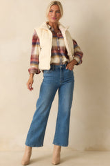 Thread & Supply Ivory Multi Plaid Cotton Desiree Shirt