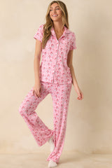 Jolly Little Thing Light Pink Multi Santa Pajama Pants