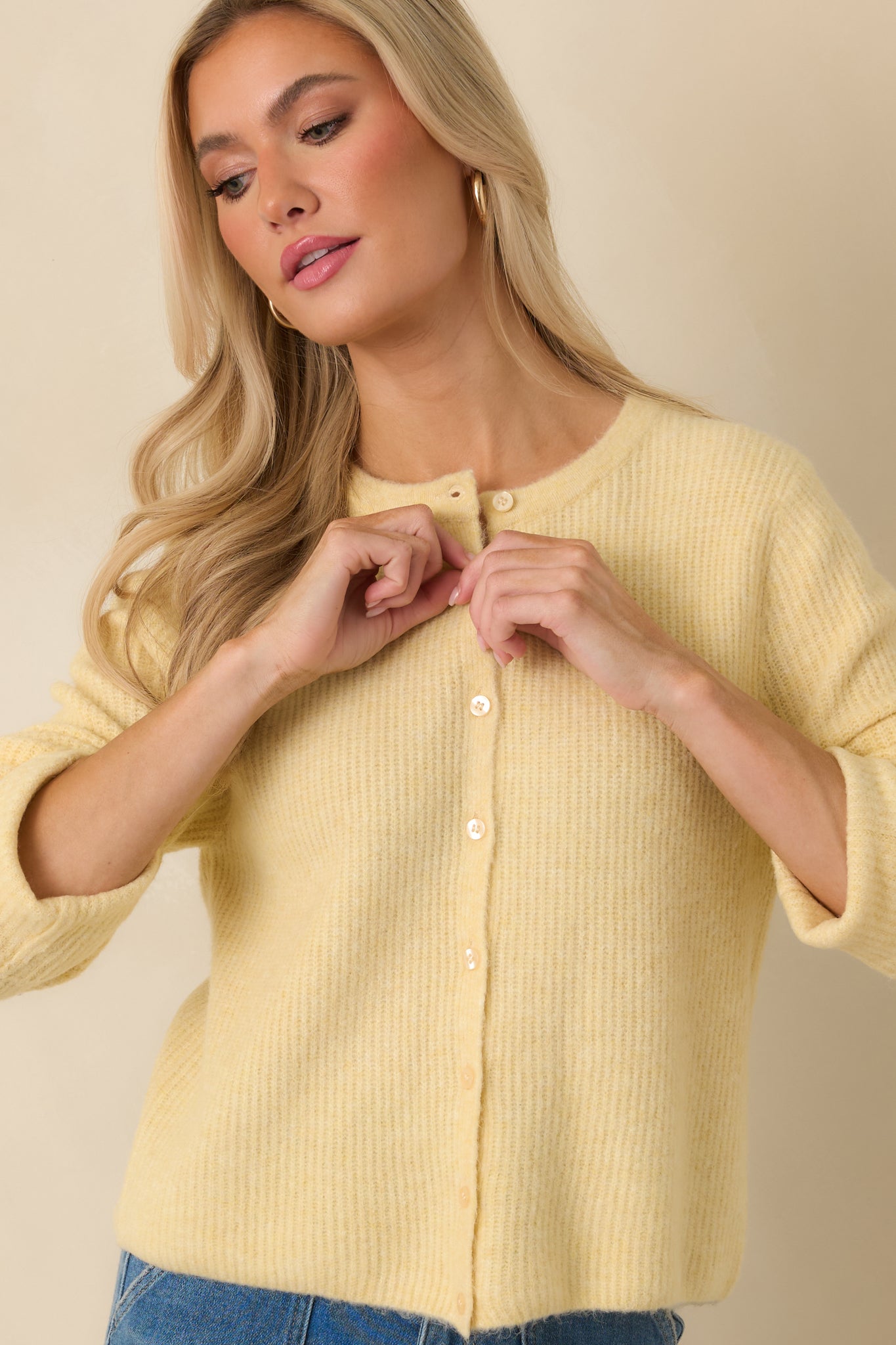 Z Supply Light Yellow Medina Rib Cardi
