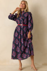 You'll See Soon Enough Navy Multi Floral Cotton Maxi Dress