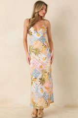 Zest Is Yet To Come Citrus Patchwork Slip Maxi Dress