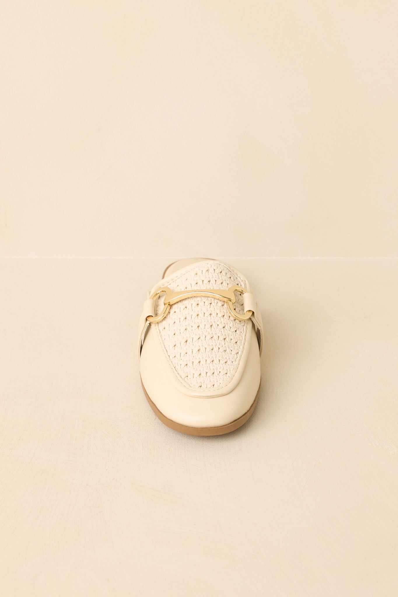 Easy Elegance Ivory Woven Faux Leather Mule Loafers
