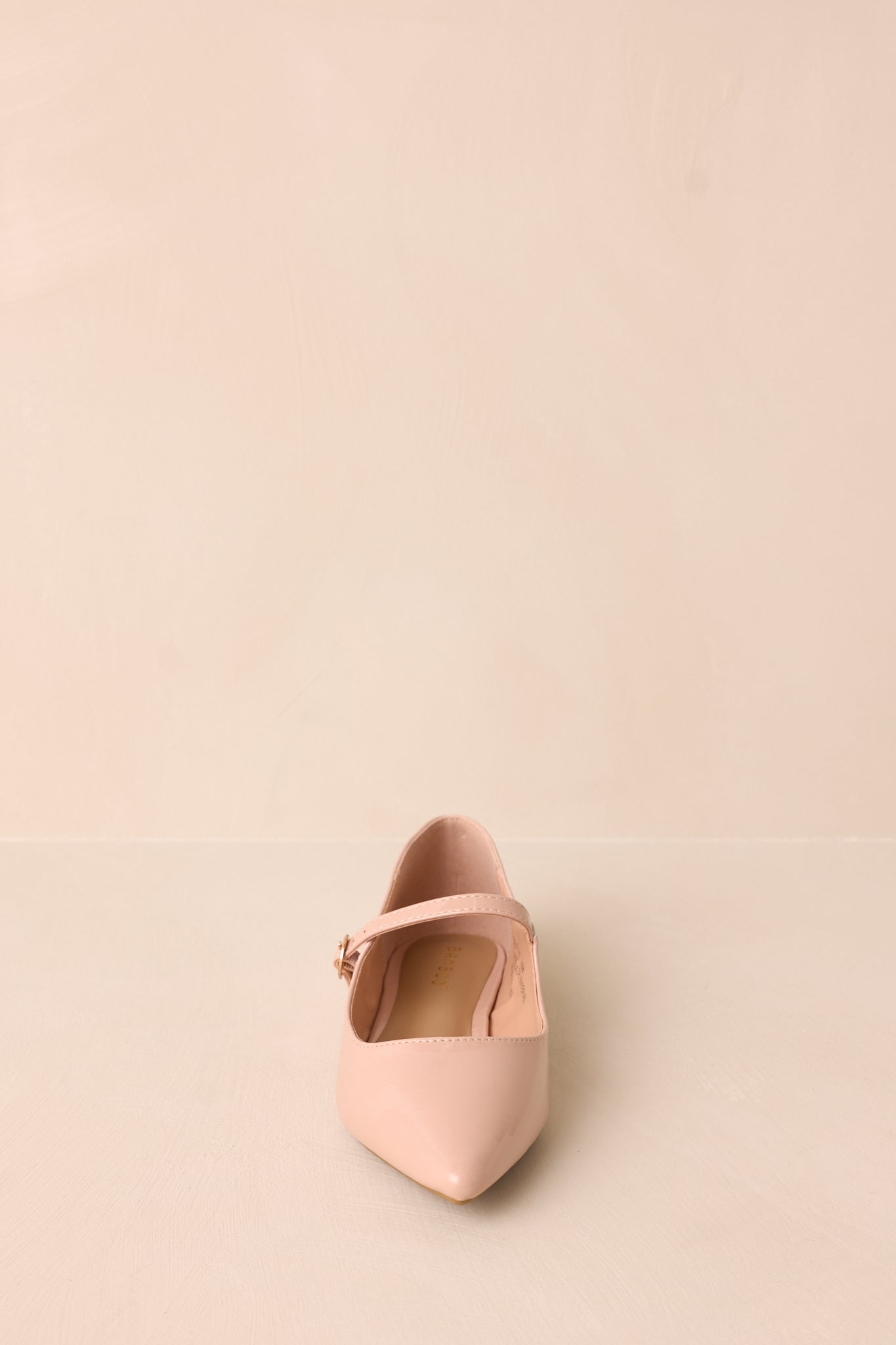 Right Where She Stands Beige Pointed-Toe Mary Jane Flats