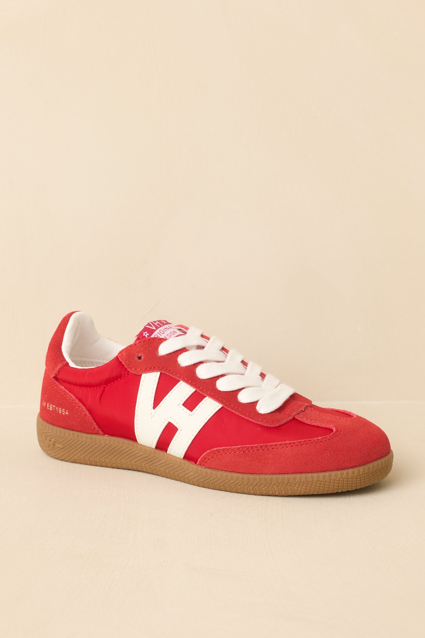 Vintage Havana Nadia Red Suede Lace-Up Sneakers