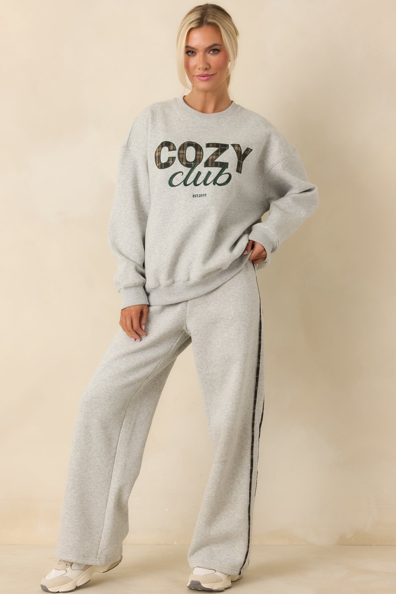 Cozy Club Heather Grey Crewneck Sweatshirt