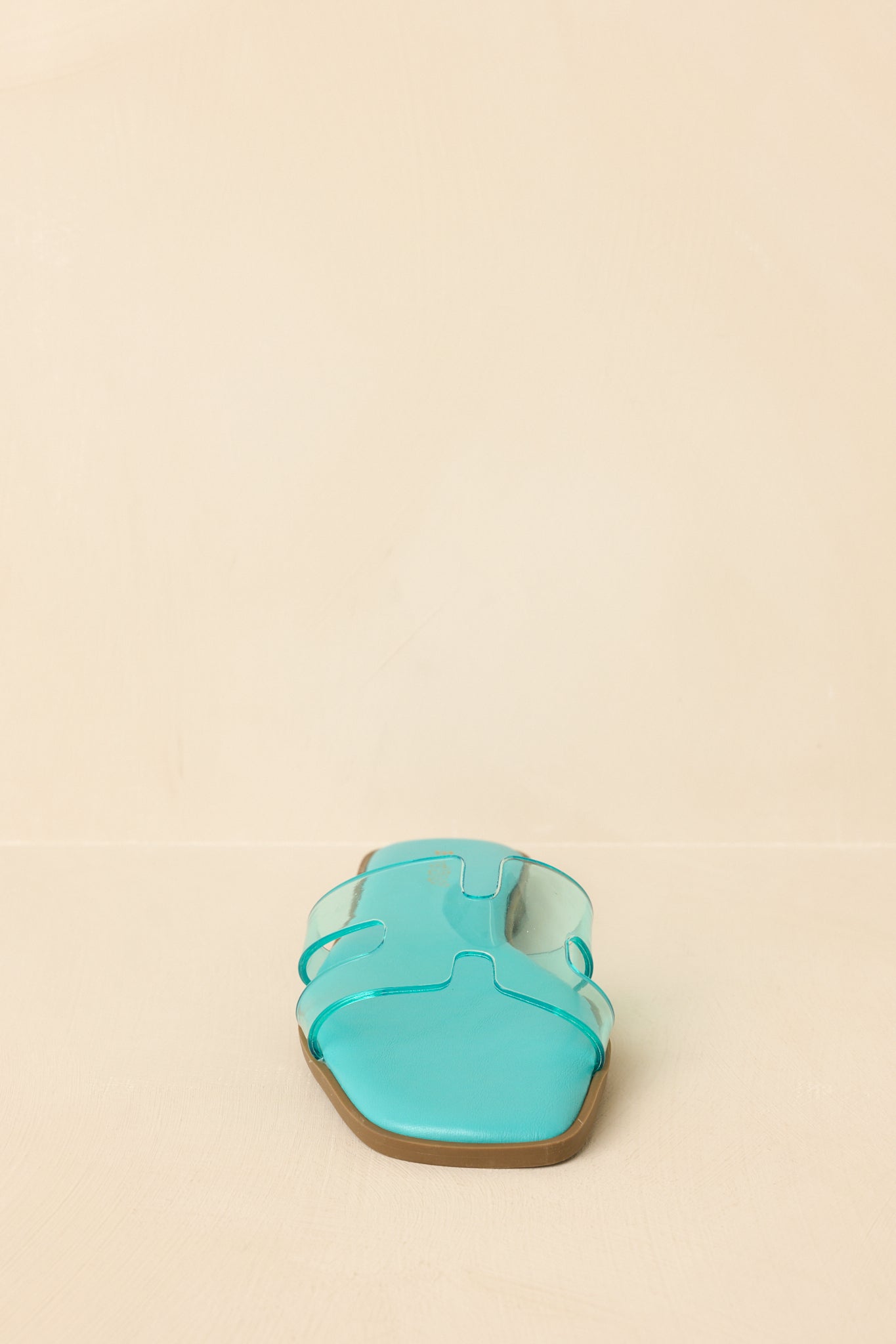 Clear the Way Teal Transparent Strap Slide Sandals