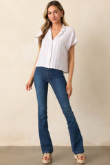 Z Supply Cement Beige Parallel Striped Linen Top