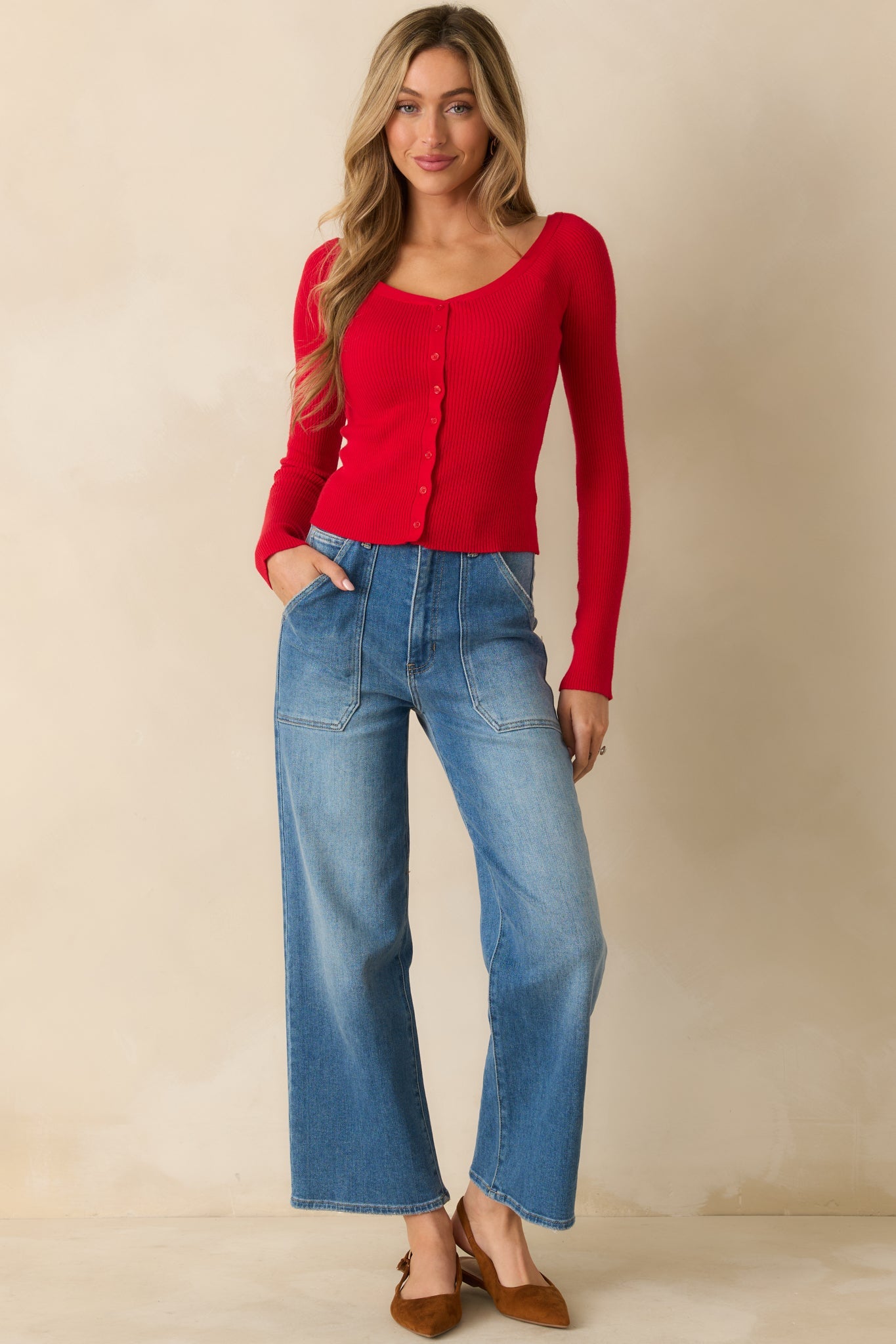 Z Supply Festive Red Knit Jovy Sweater