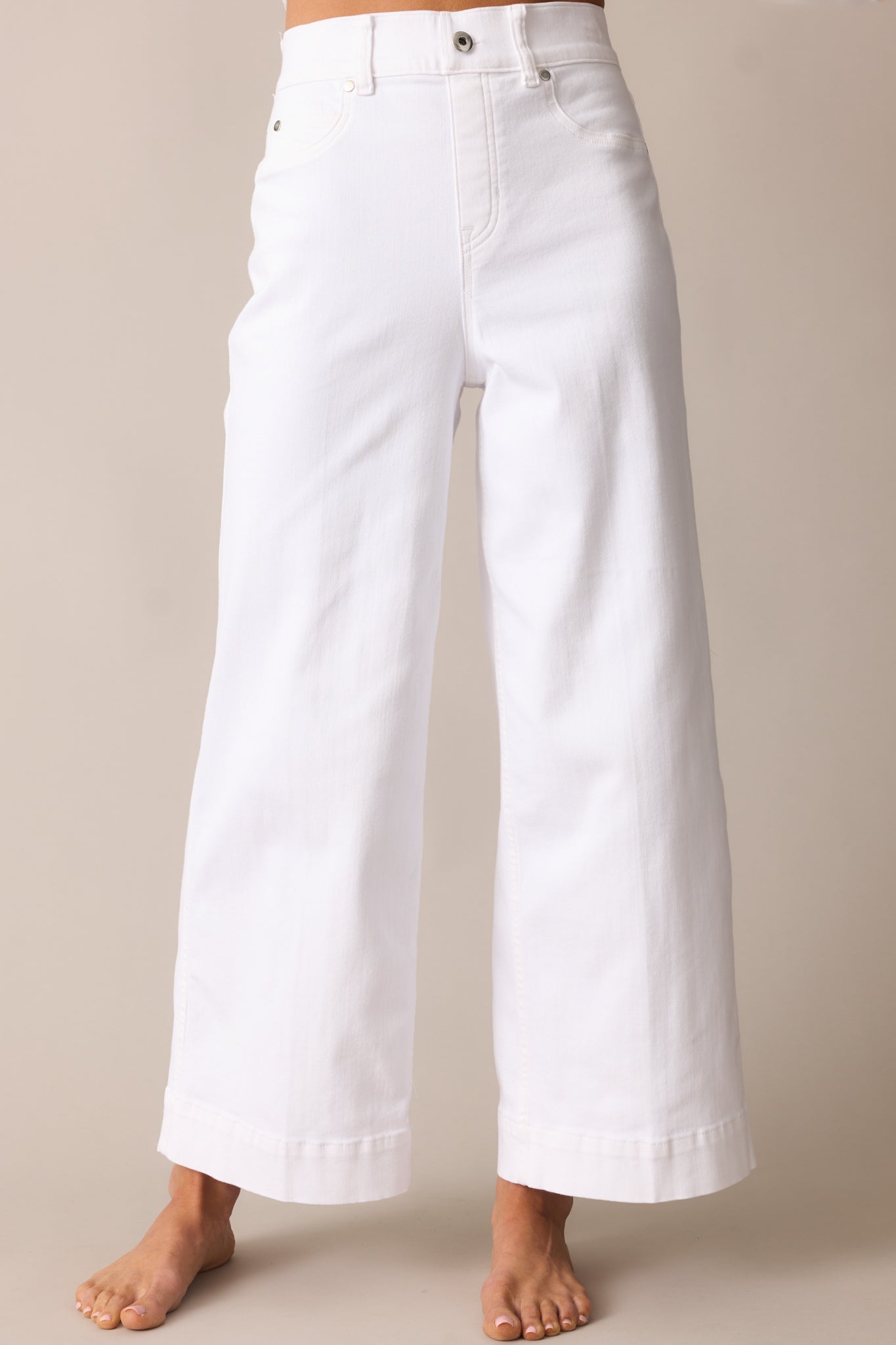 SPANX® White Pull-On Cropped Wide Leg Jeans
