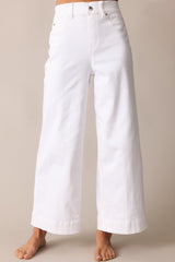 SPANX® White Pull-On Cropped Wide Leg Jeans