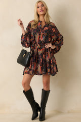The Way It Flows Orange Multi Floral Paisley Mini Dress