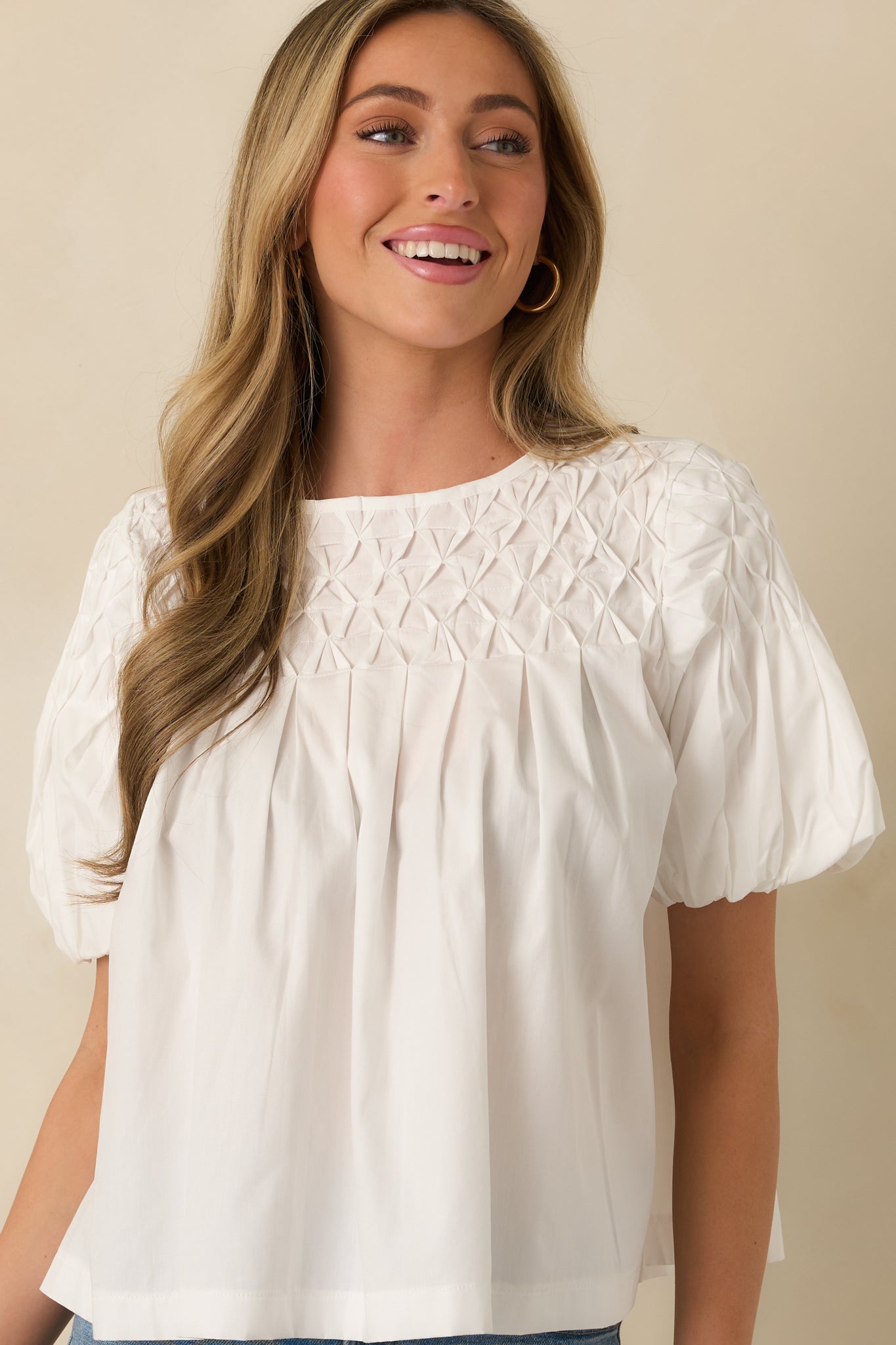 Basic Luxuries White Cotton Short Sleeve Top