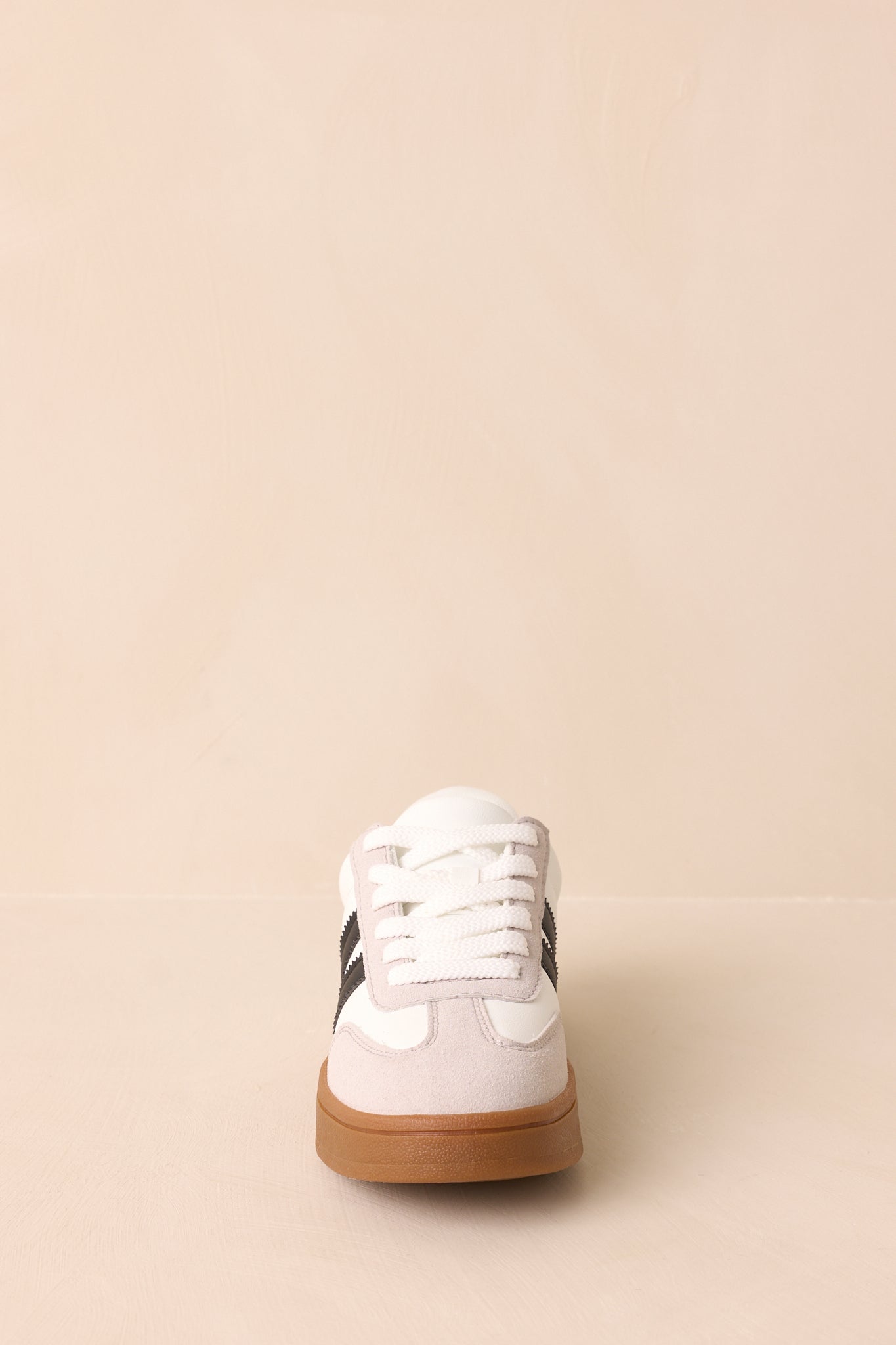 Chasing Chill White Faux Leather and Suede Lace-Up Sneakers