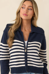 Z Supply Kovac Navy & Ivory Stripe Cotton Sweater Jacket
