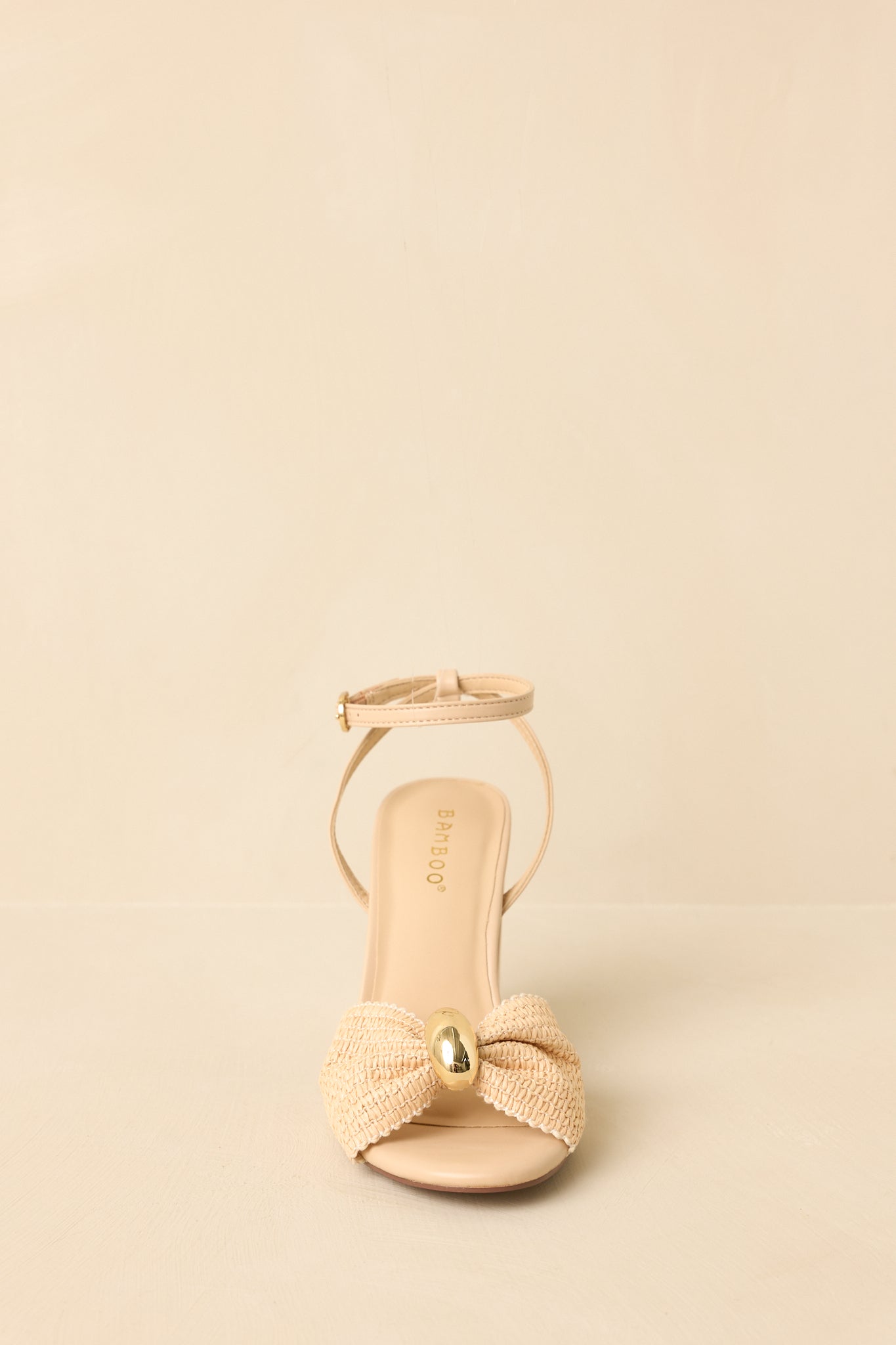 Charmed I'm Sure Natural Woven Bow Block Heel Sandals
