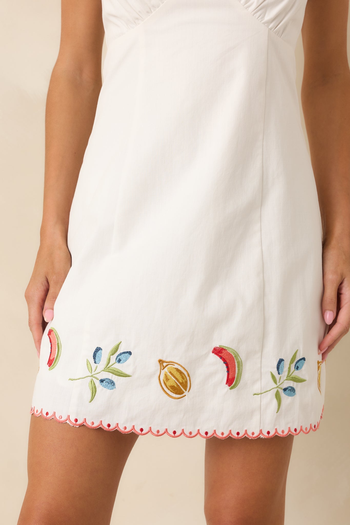 MINKPINK Santorini White Multi Cotton Embroidered Mini Dress