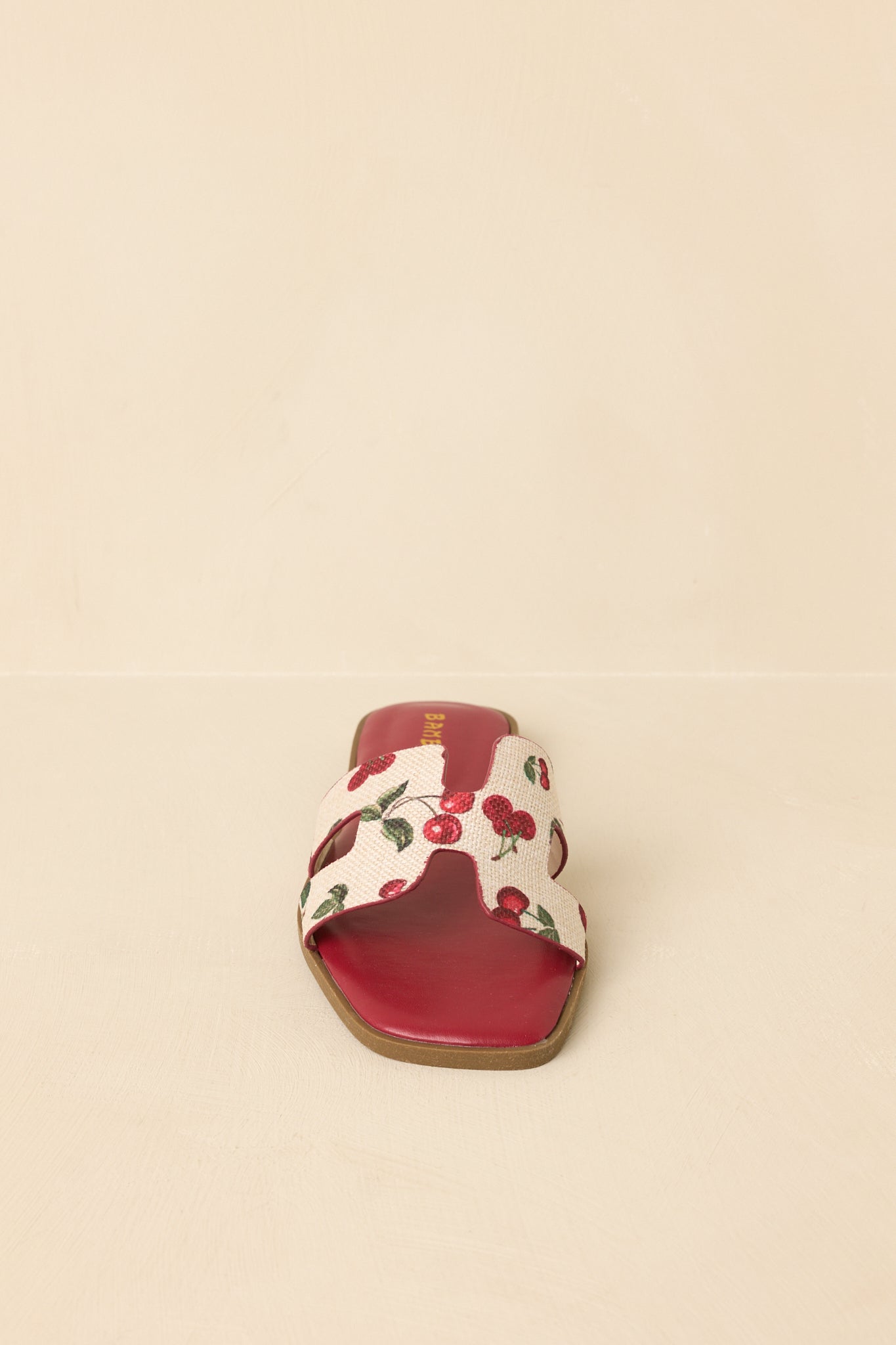 Picked Fresh for You Red Multi Cherry Print Slide Sandals