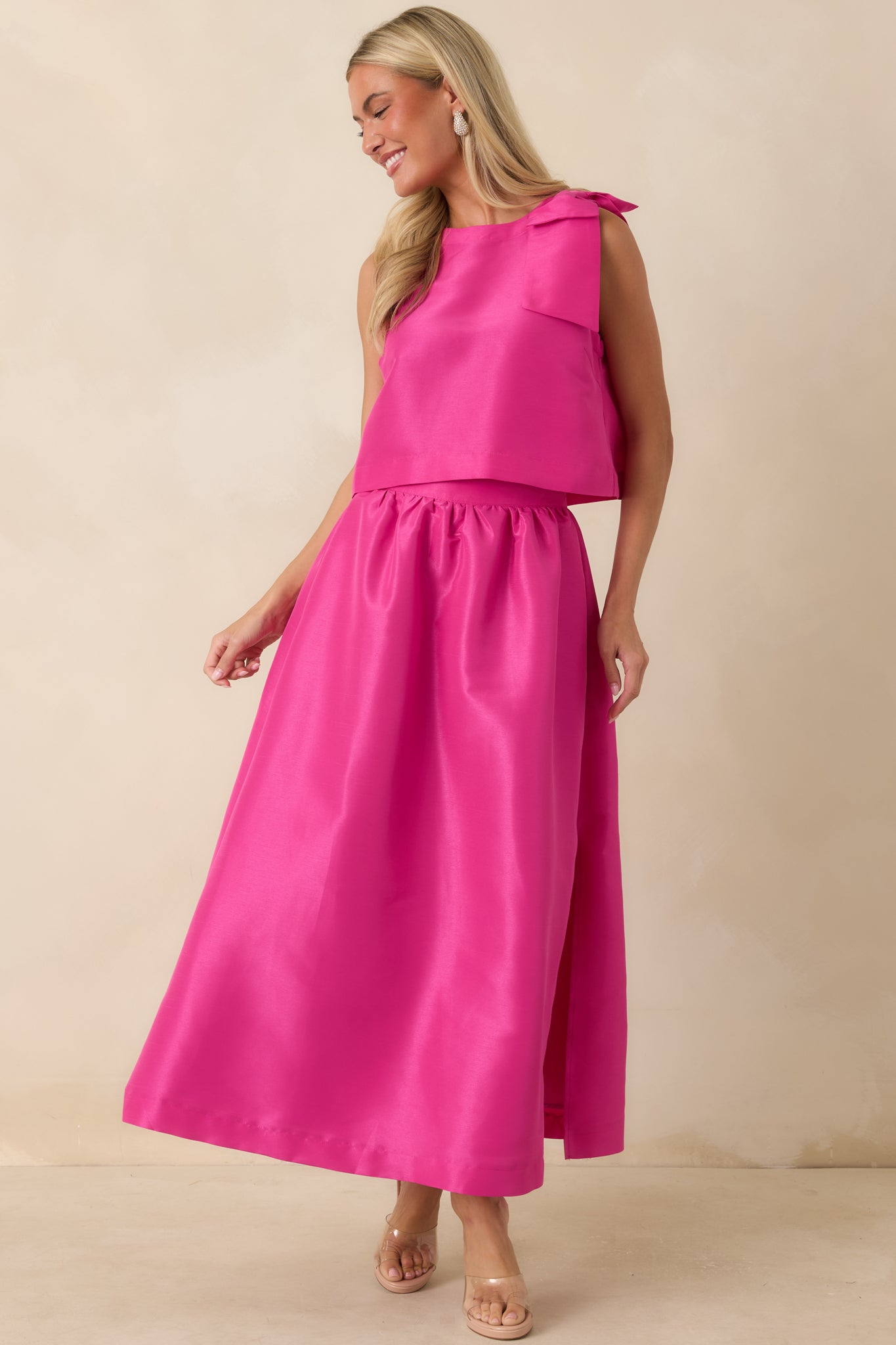 Worth the Chase Fuchsia Pink Structured Maxi Skirt