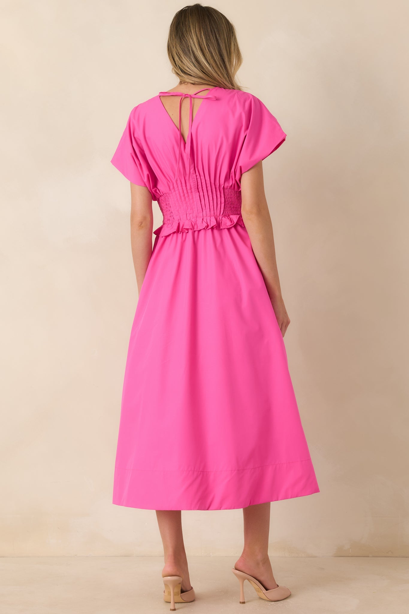 Let It Be Easy Fuchsia Smocked Waist Zip Maxi Dress