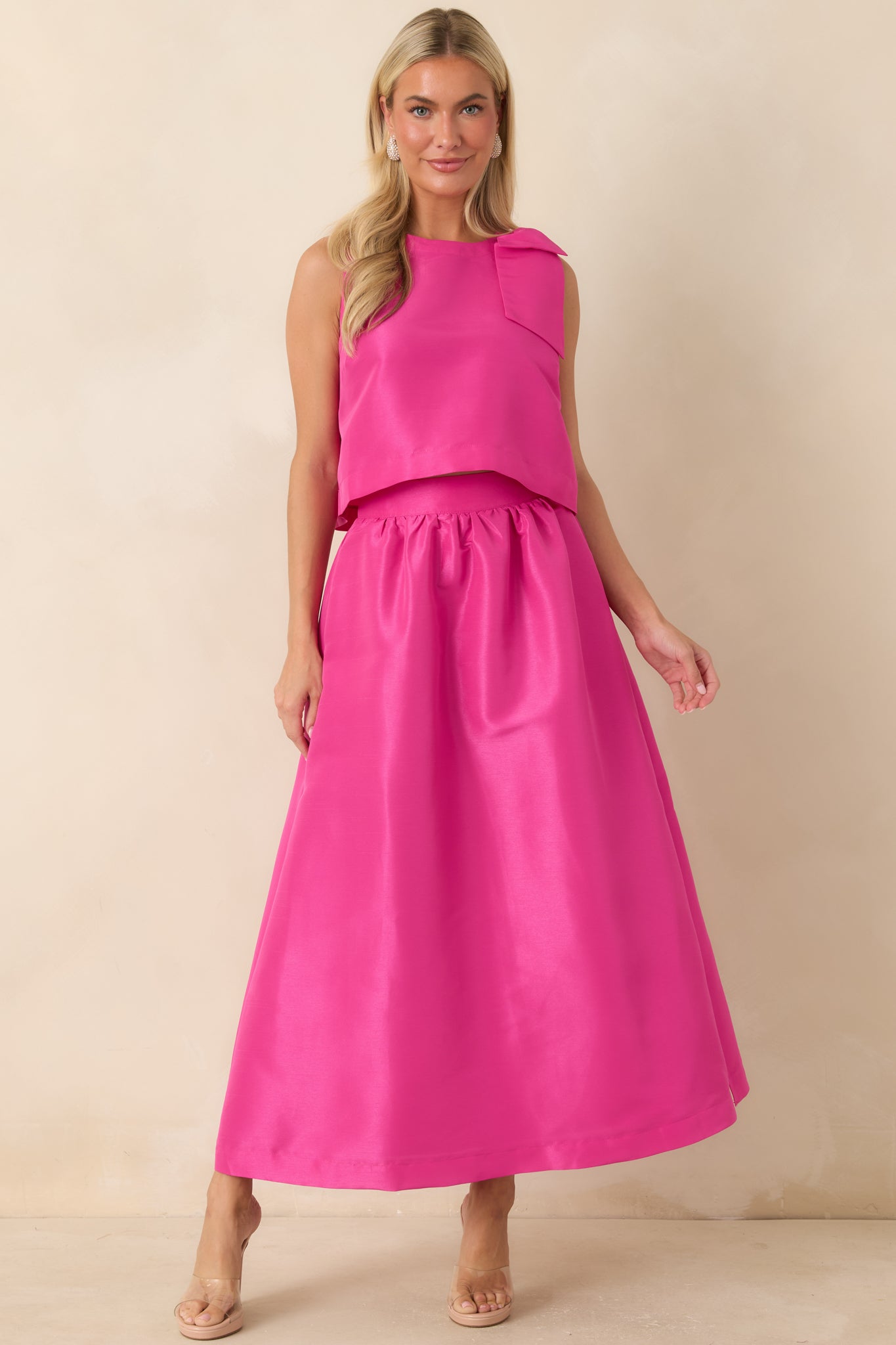 Worth the Chase Fuchsia Pink Structured Maxi Skirt