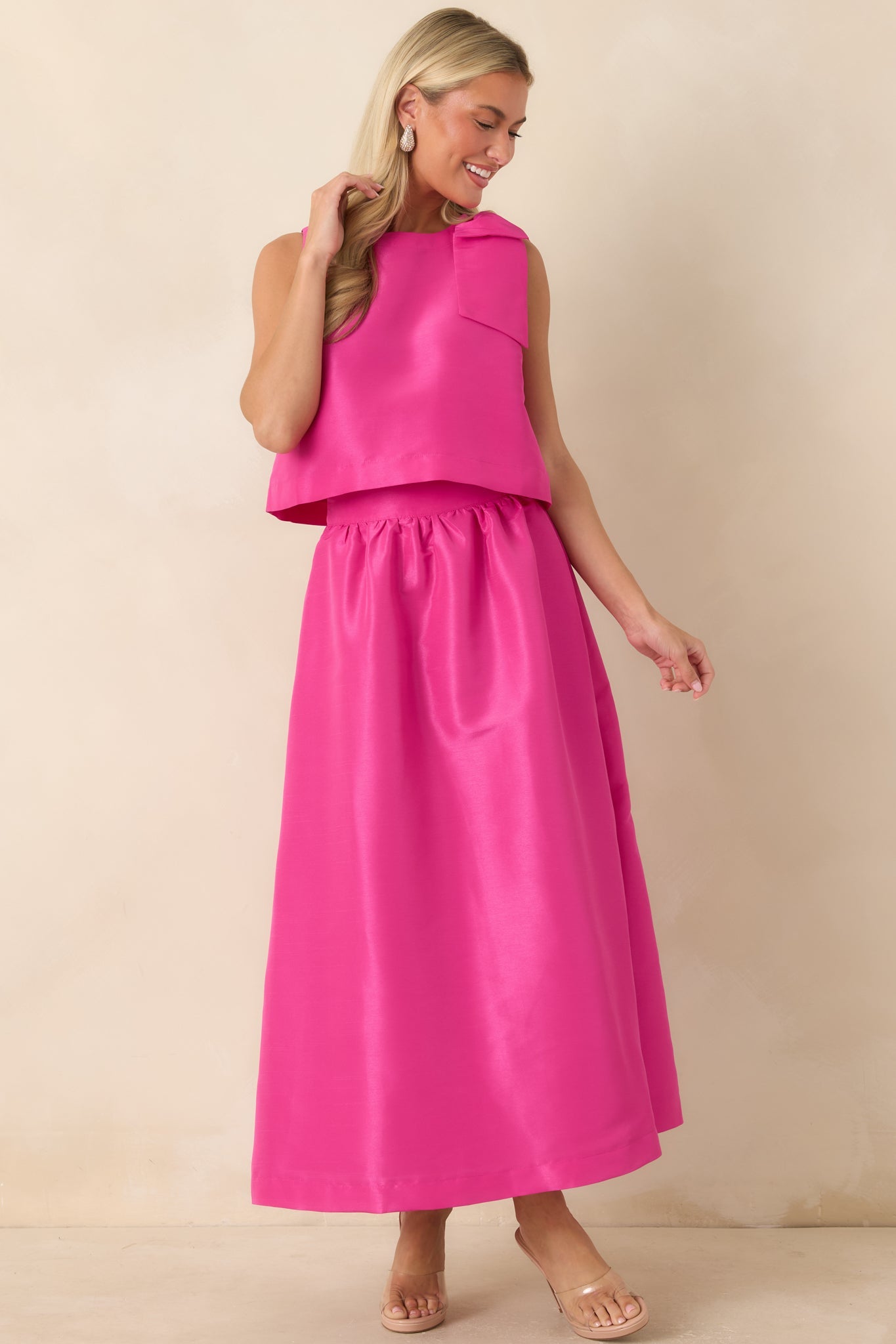 Worth the Chase Fuchsia Pink Structured Maxi Skirt