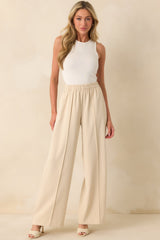 In Her Element Ecru Beige Wide Leg High Waisted Pants