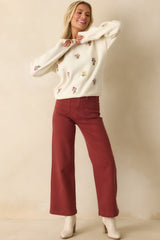 Stay True To Yourself Ivory Multi Floral Embroidered Knit Sweater