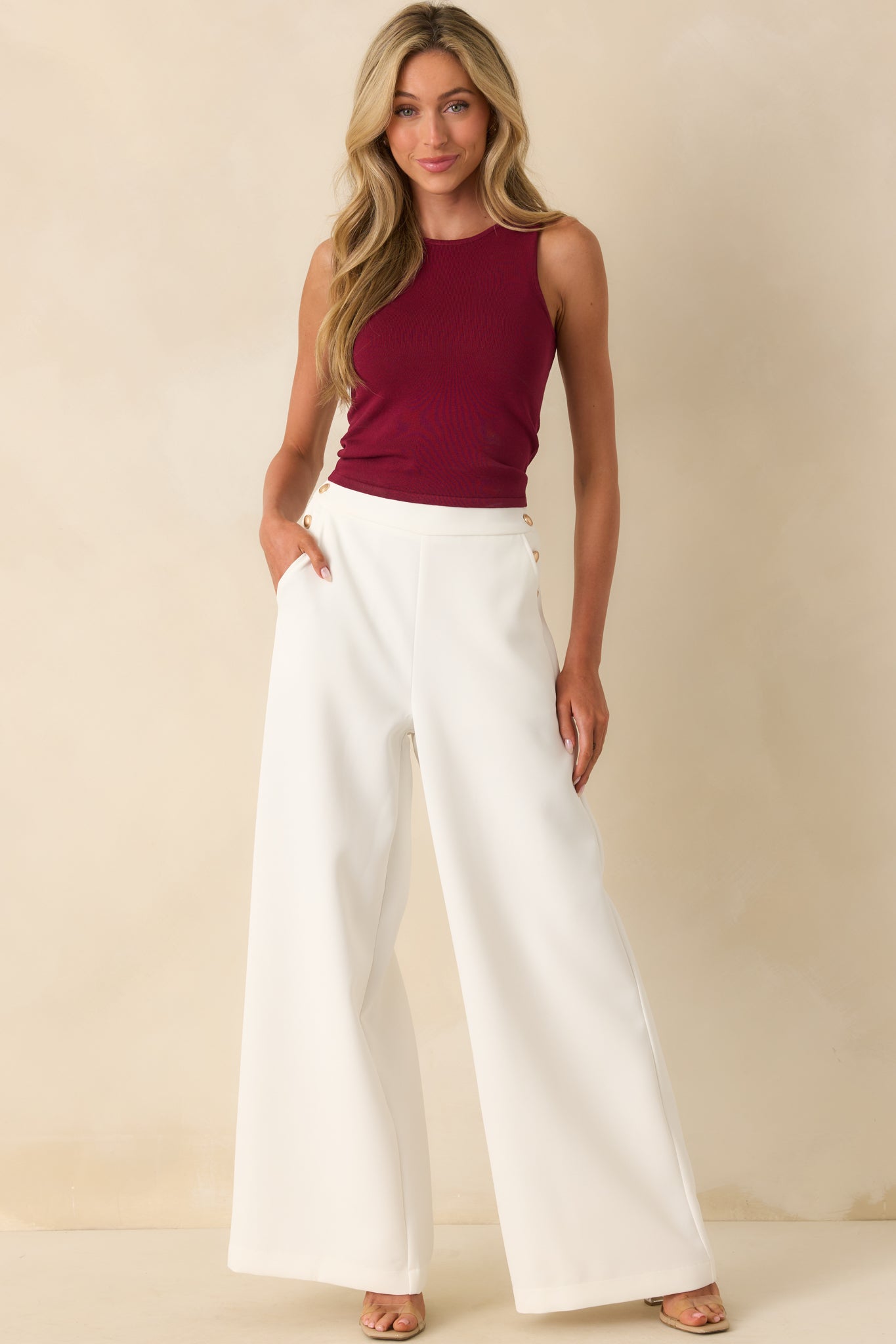 Flip The Script White Wide Leg High Waisted Pants