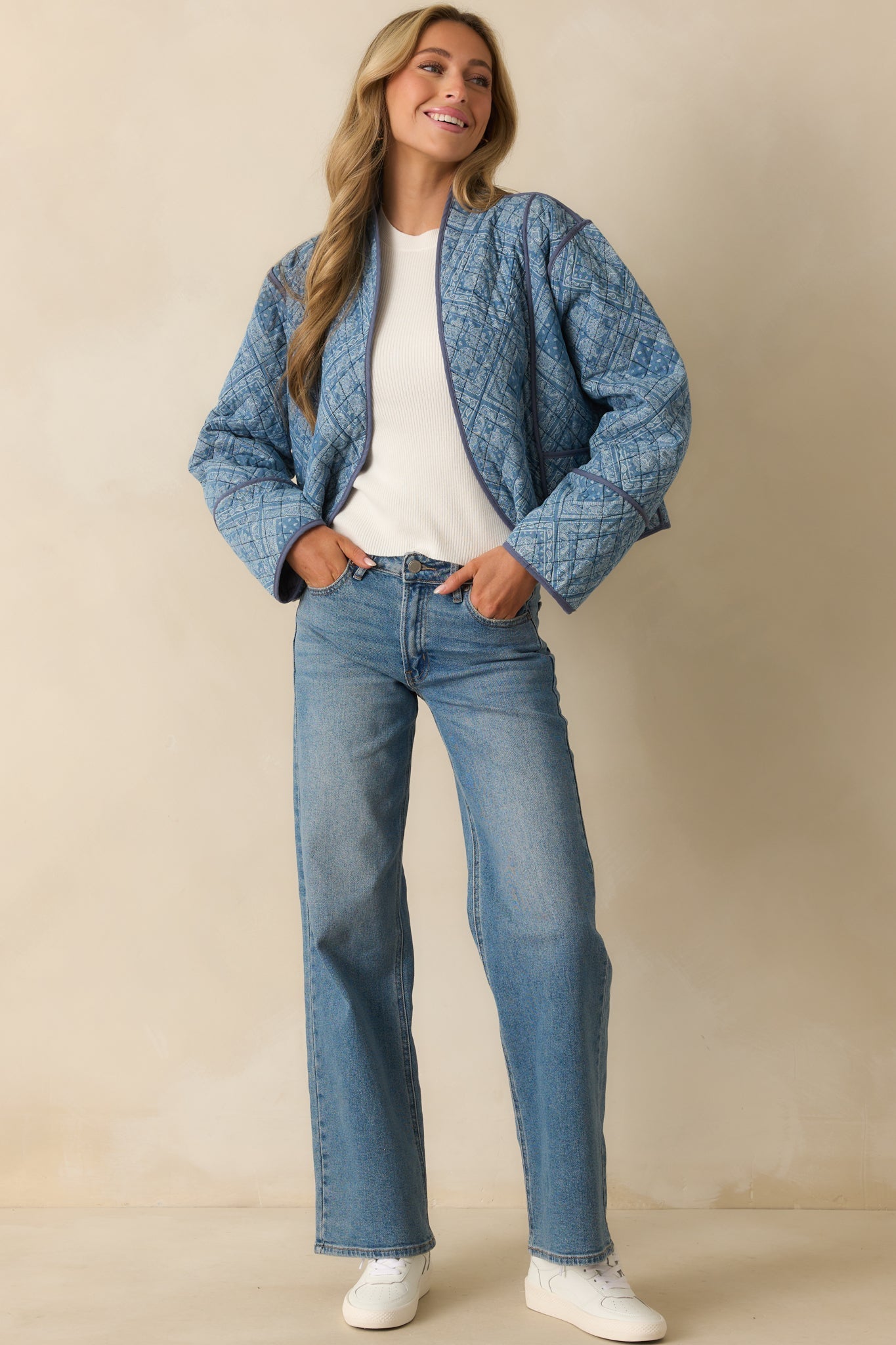 All You Do Light Blue Quilted Jacket