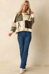 I'll Be Right Here Ivory Multi Floral Embroidered Button Front Cardigan