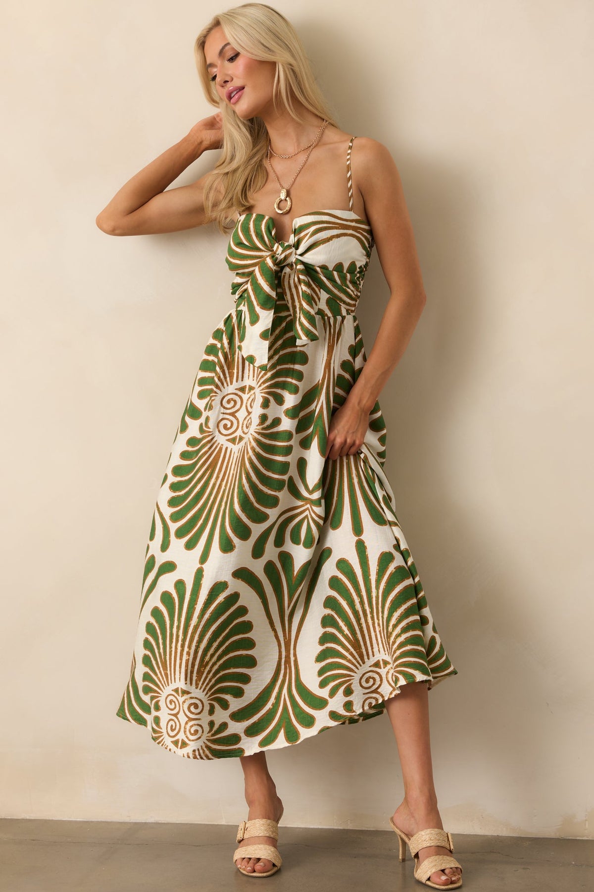 Notes From The Coast Abstract Print Midi Dress