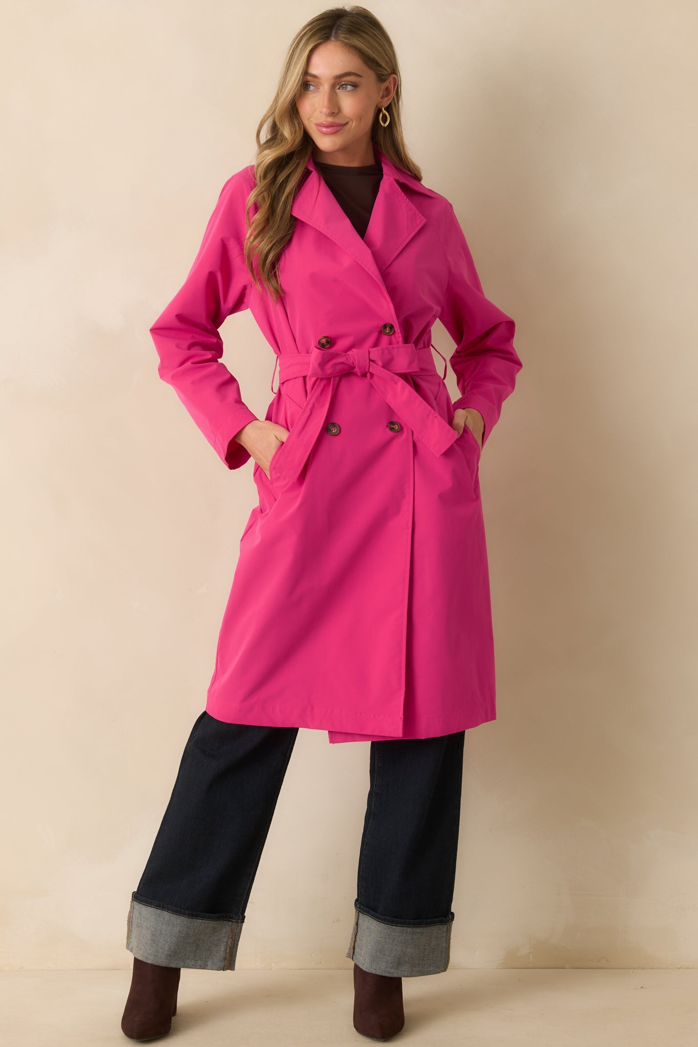 Walk It Out Magenta Trench Coat