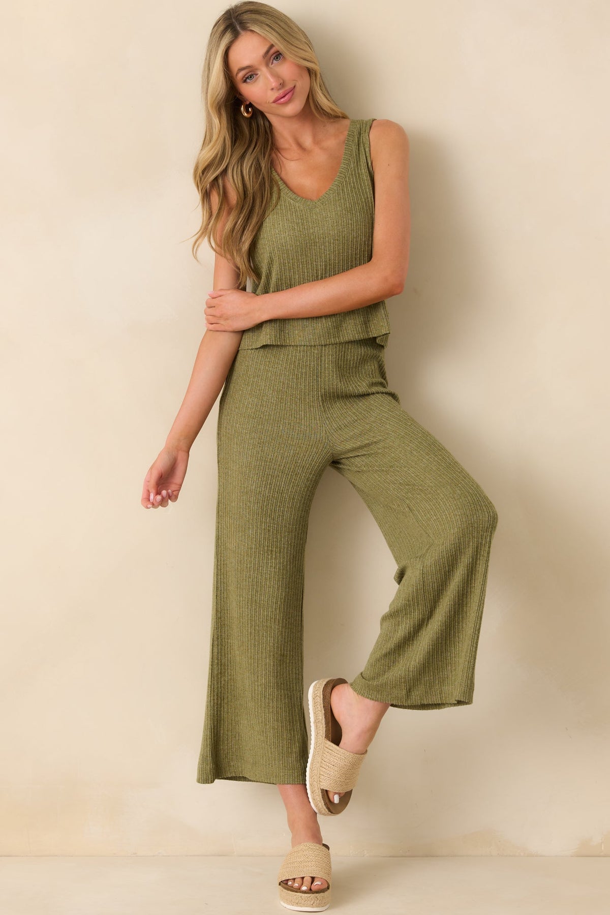 Z Supply Olive Green Coastline Mini Rib Pants
