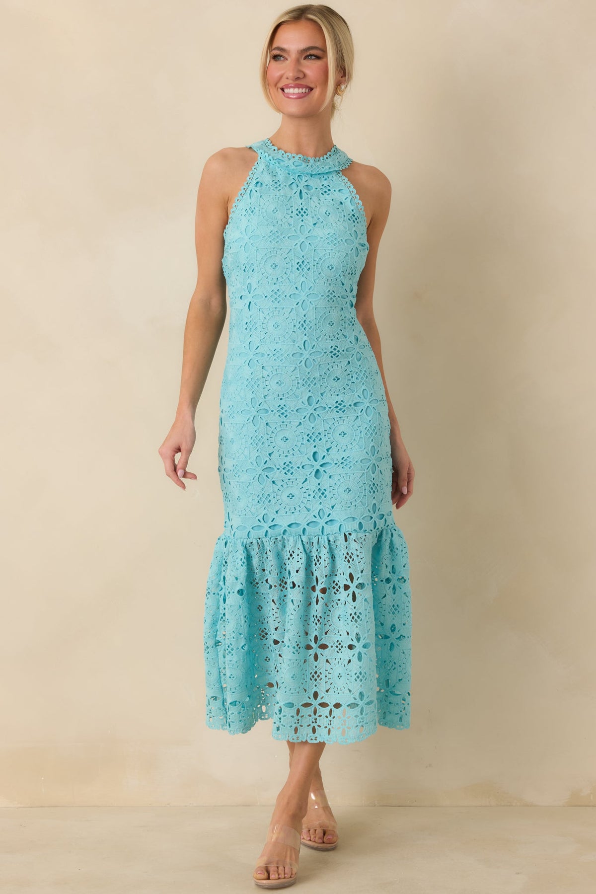 It's A New Day Horizon Blue Floral Embroidered Maxi Dress