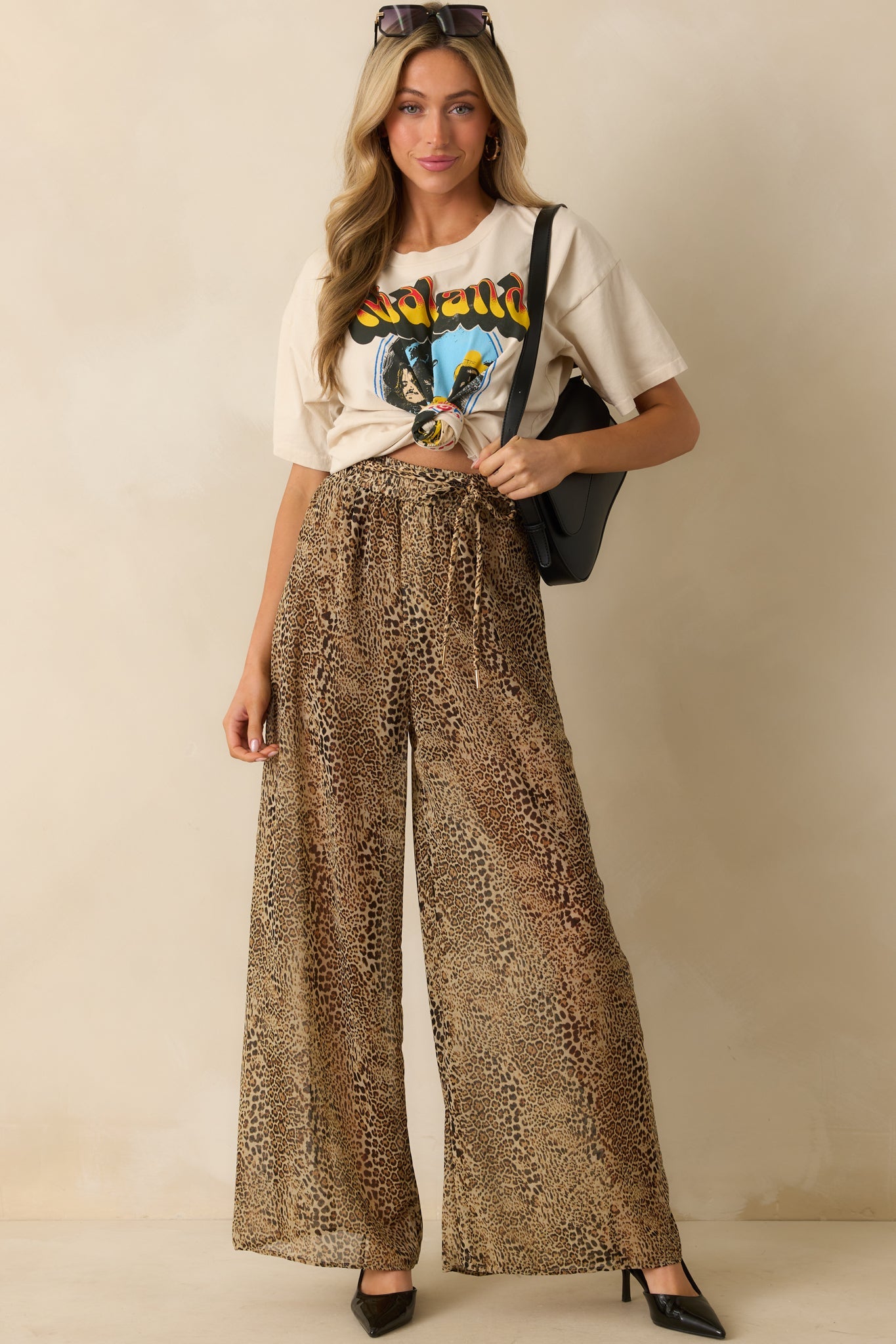 Take The Chance Brown Leopard Print High Waisted Wide Leg Pants