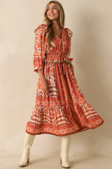 You've Got This Orange Multi Floral Print Maxi Dress
