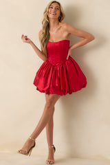 Love Letters Red Corset Bubble Mini Dress