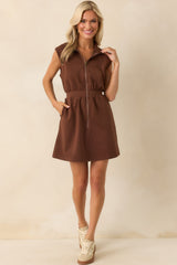 What It's All About Brown Cotton Sleeveless Mini Dress