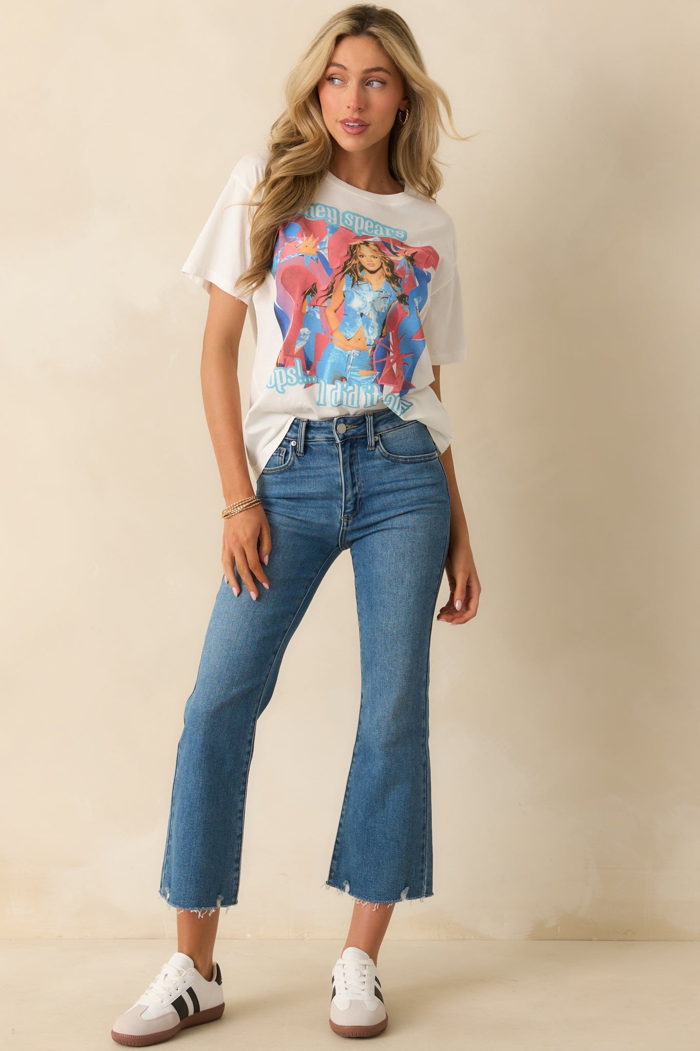 Terrific Timing Medium Wash Cropped Flare Jeans