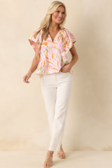 Always Knew Light Pink Abstract Floral Print Cotton Peplum Top