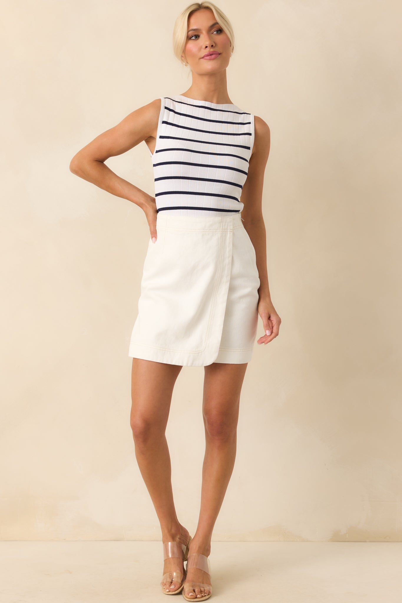 Staple The Label White Cotton Amari Denim Wrap Skirt