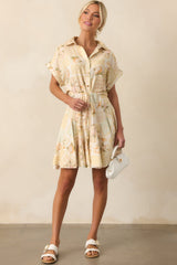 Made Me Smile Yellow Floral Patchwork Mini Dress