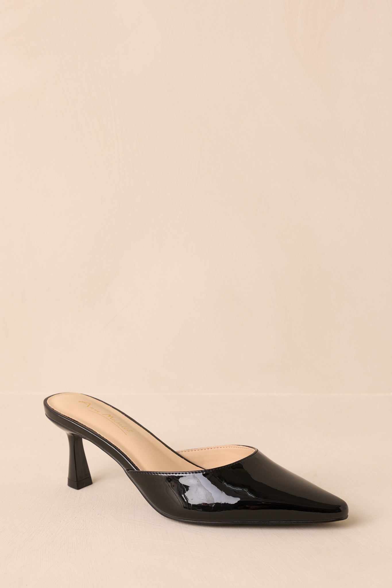 Here We Are Black Patent Faux Leather High Heel Mules