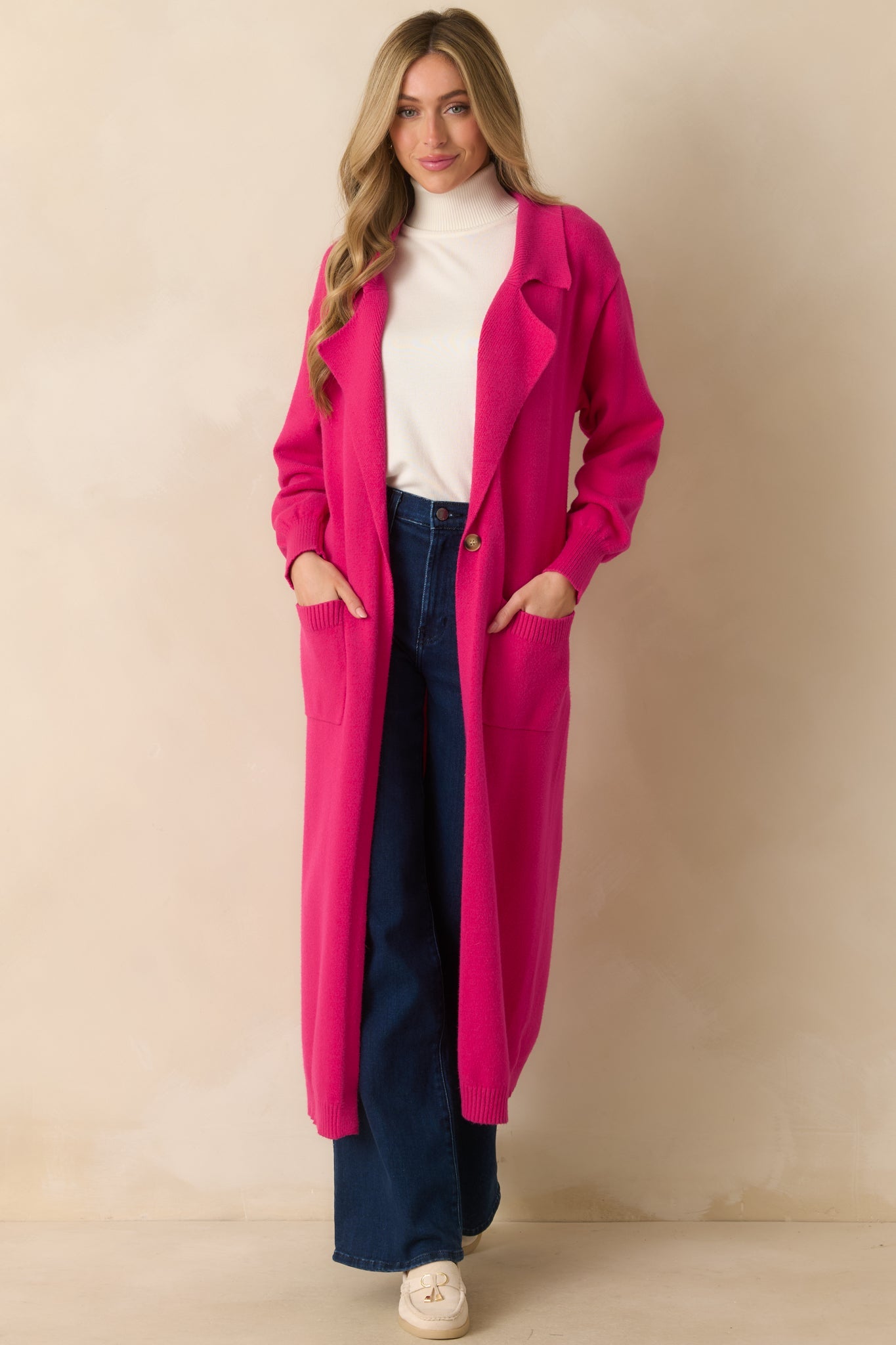 Shopping Around Hot Pink Longline Cardigan