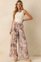 Sunlight All Around Light Pink Tropical Print Wide Leg Pants