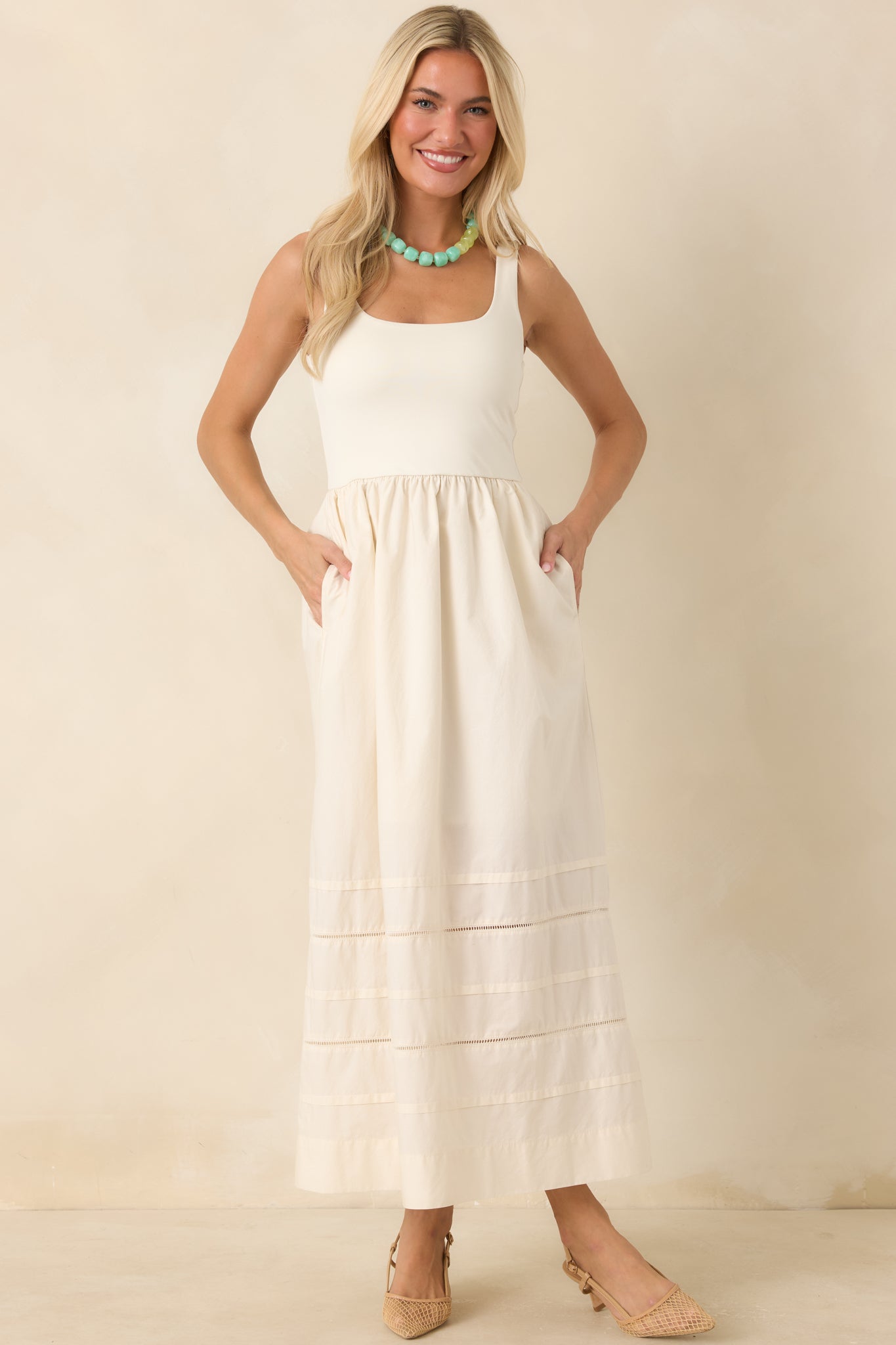 Z Supply Johanna Ivory Sleeveless Midi Dress