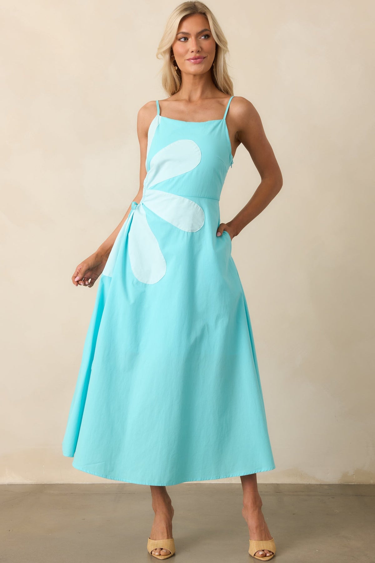 Feeling Like Herself Again Horizon Blue Cotton Sleeveless Maxi Dress