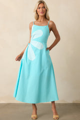 Feeling Like Herself Again Horizon Blue Cotton Sleeveless Maxi Dress