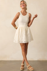 Meant To Be Yours Ivory Eyelet Embroidered Cotton Mini Skirt